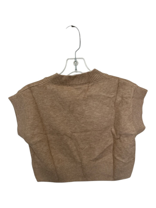 Theo the Label Size XS Tan Cotton Short Sleeve Cropped V Neck Top Tan / XS