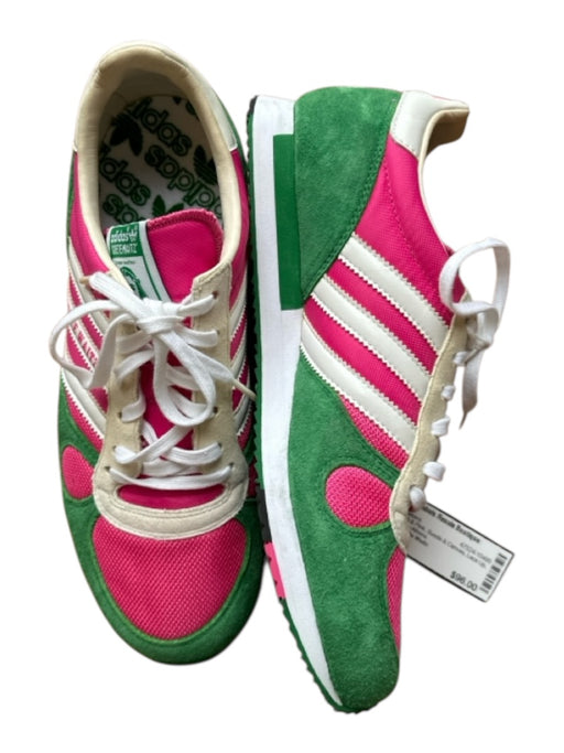 Adidas Shoe Size 8.5 Green & Pink Suede & Canvas Lace Up Athletic Sneakers Green & Pink / 8.5