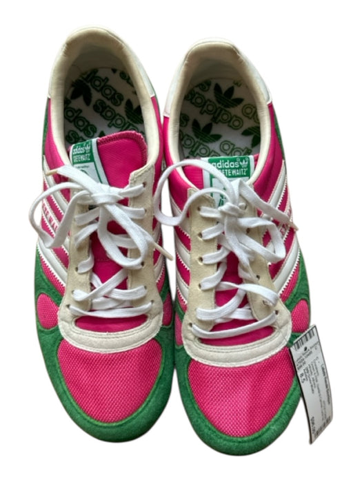 Adidas Shoe Size 8.5 Green & Pink Suede & Canvas Lace Up Athletic Sneakers Green & Pink / 8.5