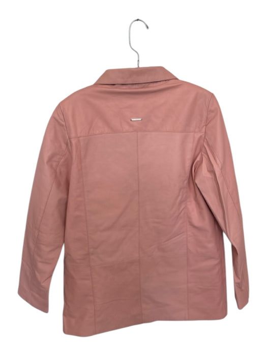 Deadwood Size 36 Pink Leather One Button Long Blazer Jacket Pink / 36