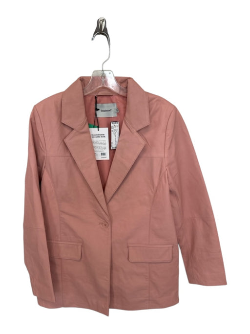 Deadwood Size 36 Pink Leather One Button Long Blazer Jacket Pink / 36