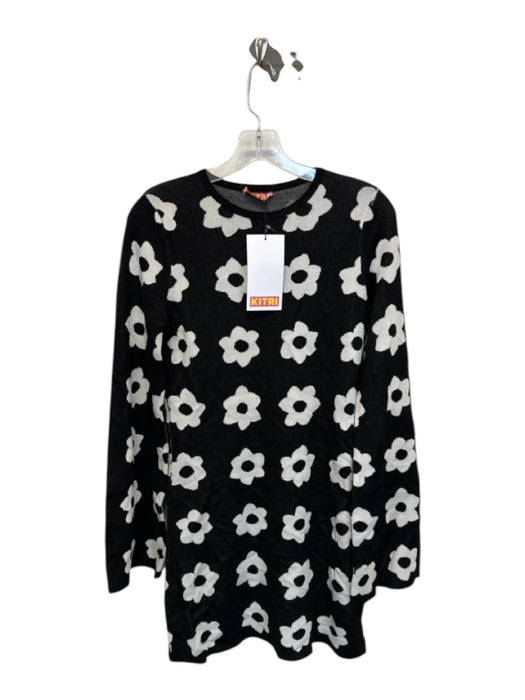 Kitri Size XS Black & White Long Sleeve Flowers Dress Black & White / XS