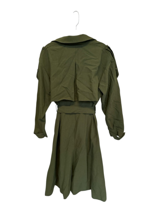 Jovonna Size 6 Olive Green Tencel Blend Long Sleeve Button Down Belted Coat Olive Green / 6