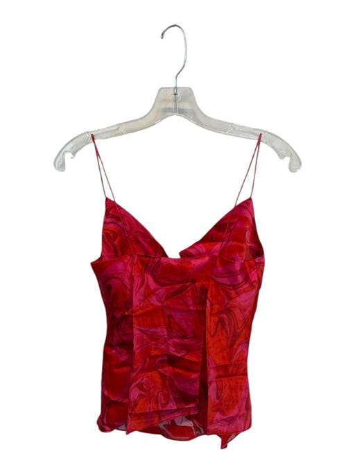 AIIFOS Size XS Pink & Red Silk Spaghetti Strap Swirls Cowl neck Top Pink & Red / XS