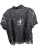 Blanca Size S/M Black Rayon Blend Short Sleeve Flowers Sheer Button Down Top Black / S/M