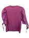 Veroalfie Size Est S Purple Cotton Blend Long Balloon Sleeve Beaded Flowers Top Purple / Est S