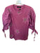 Veroalfie Size Est S Purple Cotton Blend Long Balloon Sleeve Beaded Flowers Top Purple / Est S