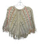 Veroalfie Size One Size Cream & Orange Wool Knit Beaded Fringe Poncho Sweater Cream & Orange / One Size