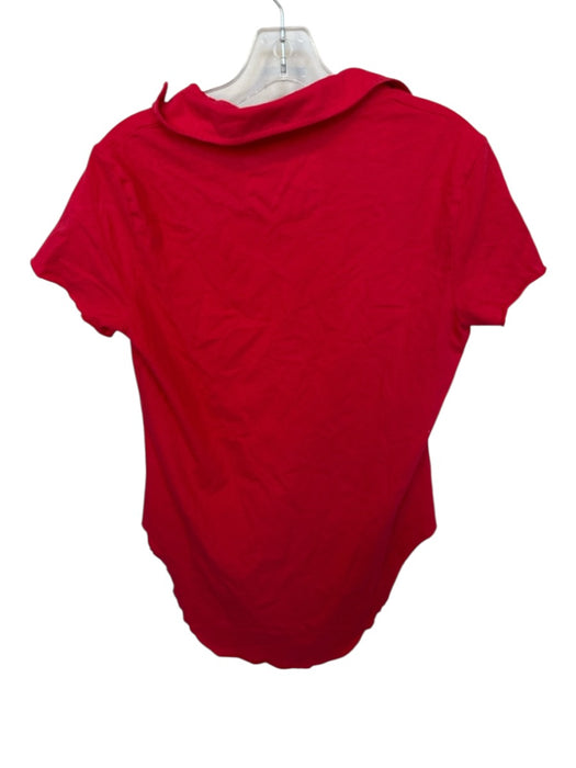 Frank & Eileen Size S Red Cotton Short Sleeve Collar Split Neck Top Red / S