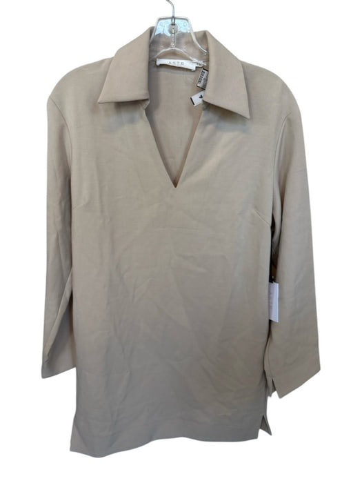 ASTR Size XS Tan Polyester Long Sleeve Collar V Neck Dress Tan / XS