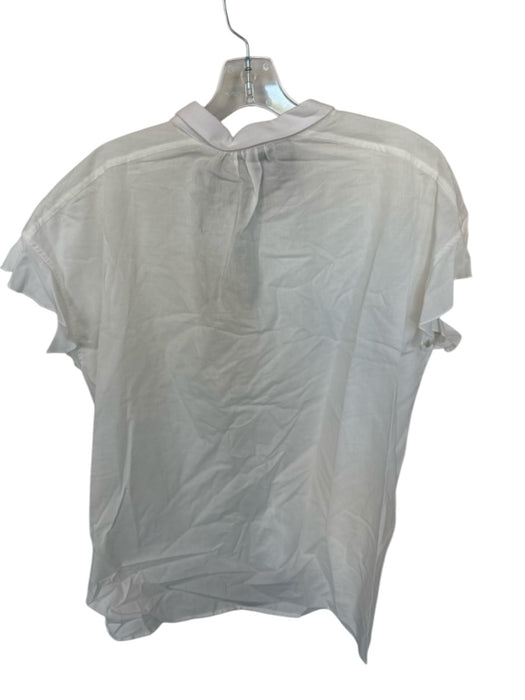 Theo the Label Size XL White Cotton Flutter Sleeves Collar Button Down Top White / XL