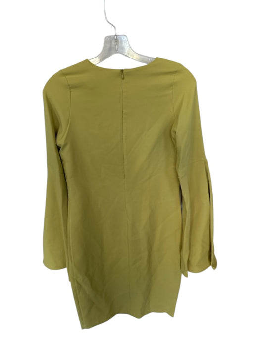 Theo the Label Size S Chartreuse Polyester Blend Long Bell Sleeve Back Zip Dress Chartreuse / S