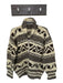 Size Est L Cream & Brown Wool Western Knit Full Zip Men's Jacket Cream & Brown / Est L