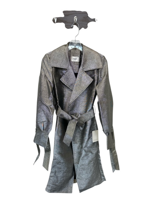 Jovonna Size XXS Silver & Gold Polyester Metallic Belted Full length Coat Silver & Gold / XXS