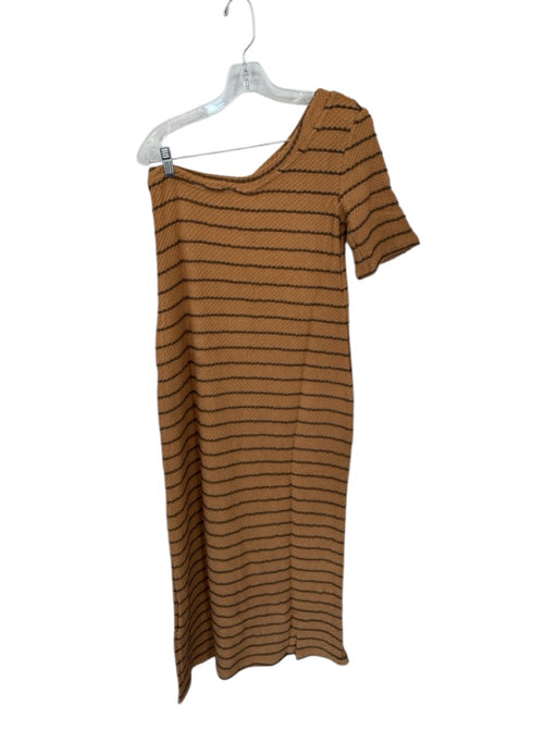 Rita Row Size L Tan & Brown One Shoulder Striped Maxi Dress Tan & Brown / L