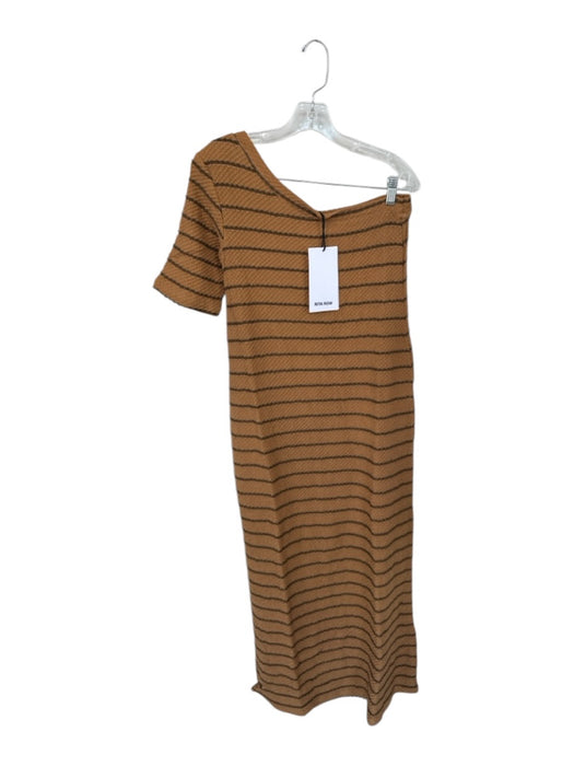 Rita Row Size L Tan & Brown One Shoulder Striped Maxi Dress Tan & Brown / L