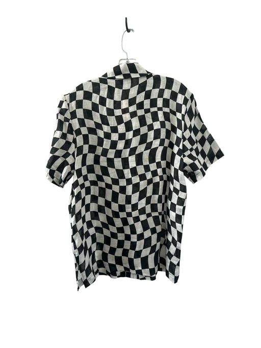 Solid & Striped Size S Black & White Linen Short Sleeve Checkered Top Black & White / S
