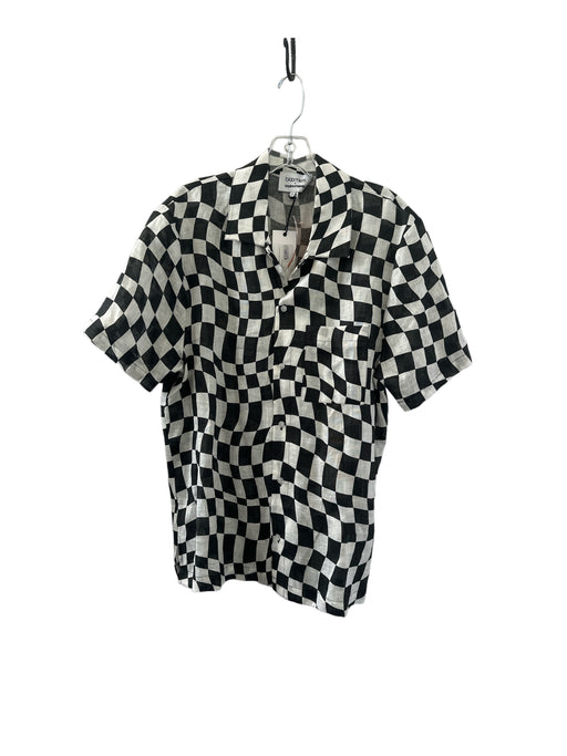 Solid & Striped Size S Black & White Linen Short Sleeve Checkered Top Black & White / S