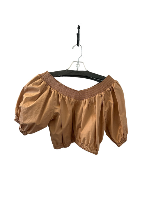 A.L.C. Size S Tan Cotton Short Balloon Sleeve Cropped Top Tan / S