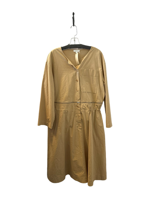 COS Size 12 Khaki Cotton Long Sleeve Button Down Zippers Dress Khaki / 12