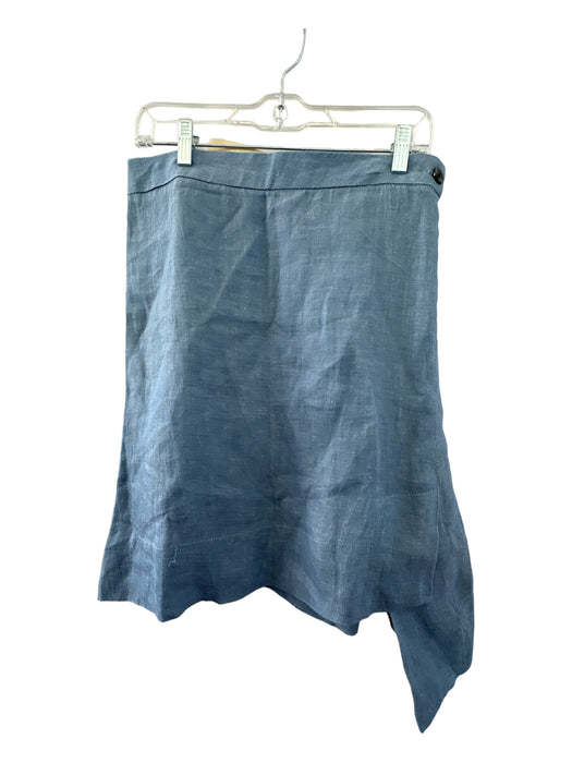 Vivienne Tam Size 8 Light Blue Linen Side Zip Asymetric Skirt Light Blue / 8