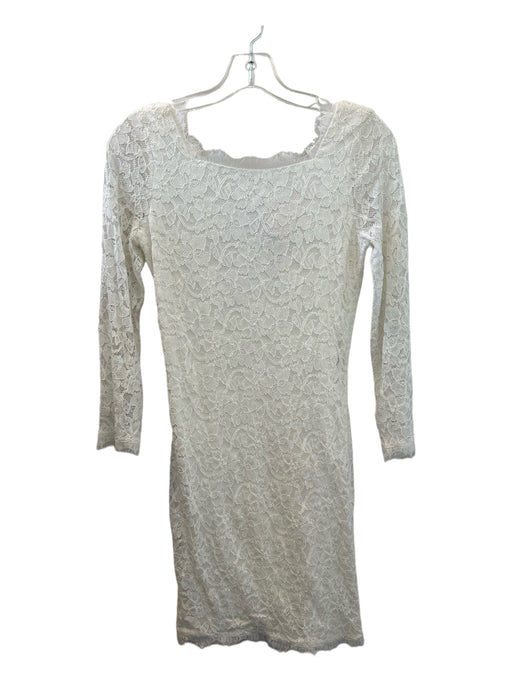 Diane Von Furstenberg Size 0 White Lace 3/4 Sleeve Back Zip Dress White / 0