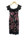 Marchesa Notte Size 0 Black & Purple Lace Sequins Off Shoulder Midi Gown Black & Purple / 0