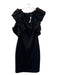 Badgley Mischka Size 2 Black Polyester Ruffle Sleeves Back Zip Square Neck Dress Black / 2