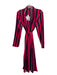 Missguided Size 8 Red & Navy Polyester Long Sleeve Striped Duster Kimono Red & Navy / 8