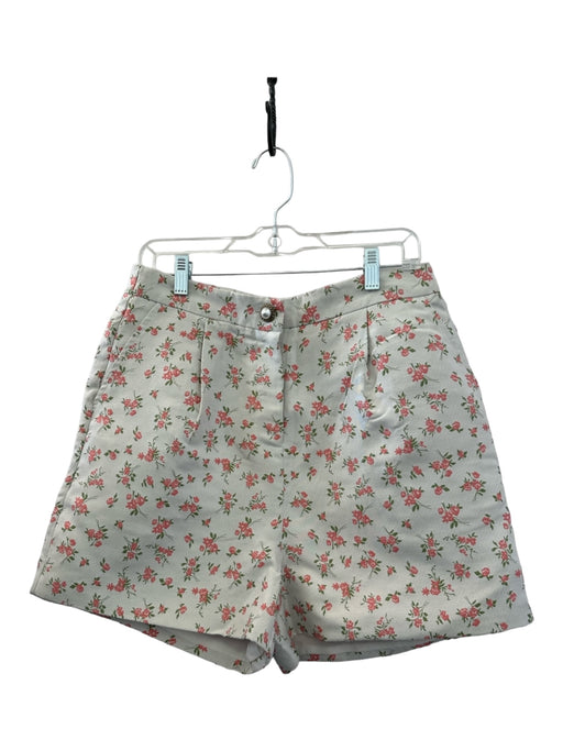 Sister Jane Size L Blue & Pink Cotton jaquard Flowers High Waist Shorts Blue & Pink / L