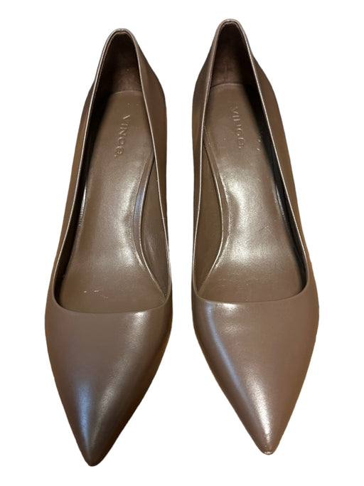 Vince Shoe Size 9 Taupe Leather Stacked Heel Pointed Toe Pumps Taupe / 9