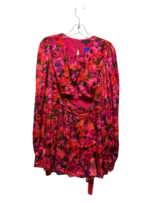 For Love & Lemons Size M Pink & Purple Eco vero Long Sleeve Floral Keyhole Dress Pink & Purple / M