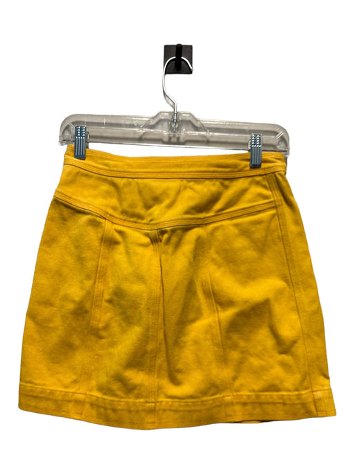 Acler Size 6 Mustard Cotton Buttons Mini Skirt Mustard / 6