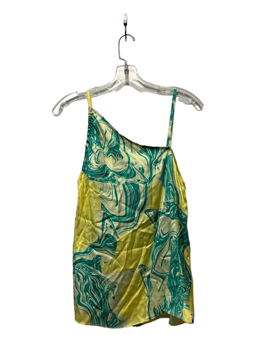Equipment Femme Size S Teal & Yellow Silk Spaghetti Strap Swirls Top Teal & Yellow / S