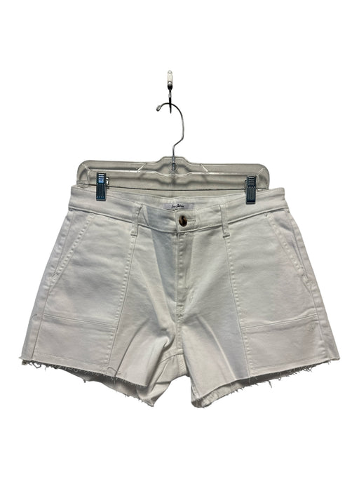 Sam Edelman Size 10 White Cotton Blend High Waist Cut Off Shorts White / 10