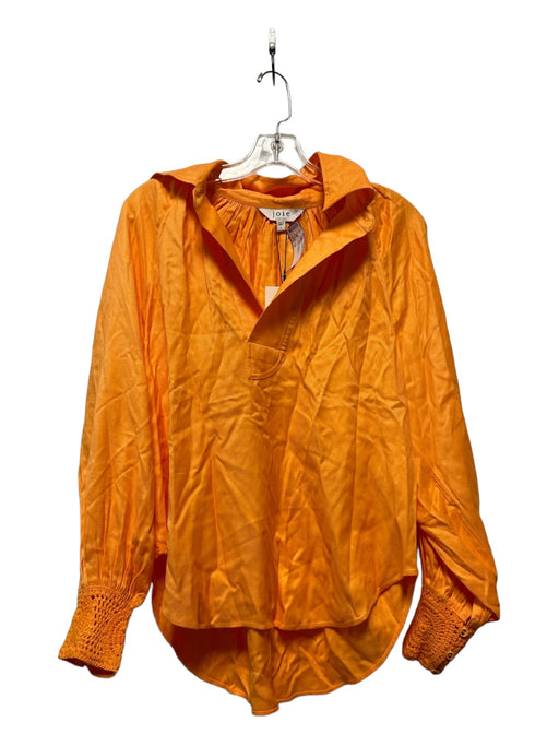 Joie Size S Orange Viscose Long Sleeve Collar Top Orange / S