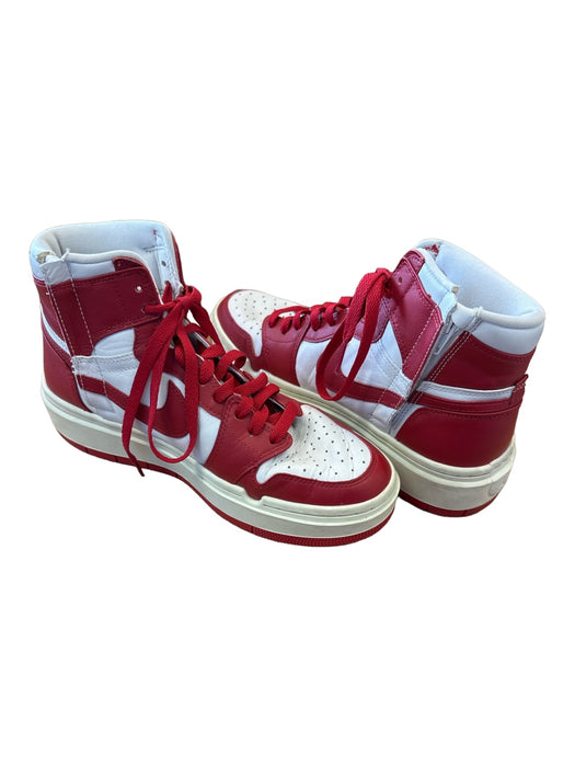 Nike Air Jordan Shoe Size 9 Red & White Leather High Top Platform Sneakers Red & White / 9