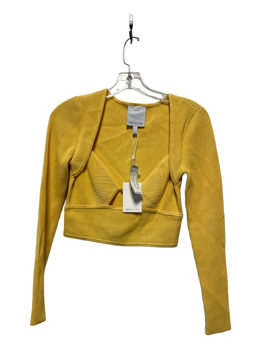 C/Meo Collective Size 4 Yellow Viscose Long Sleeve Ribbed keyhole front Top Yellow / 4