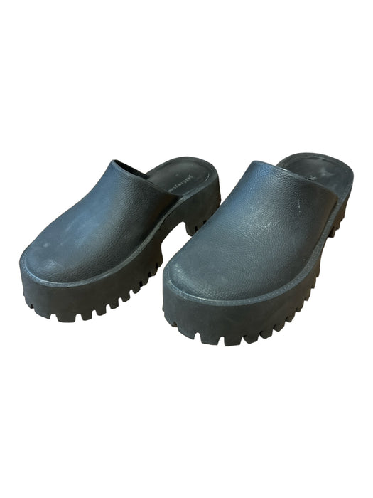 Jeffrey Campbell Shoe Size 6 Black Rubber Platform Open Back Mules Black / 6