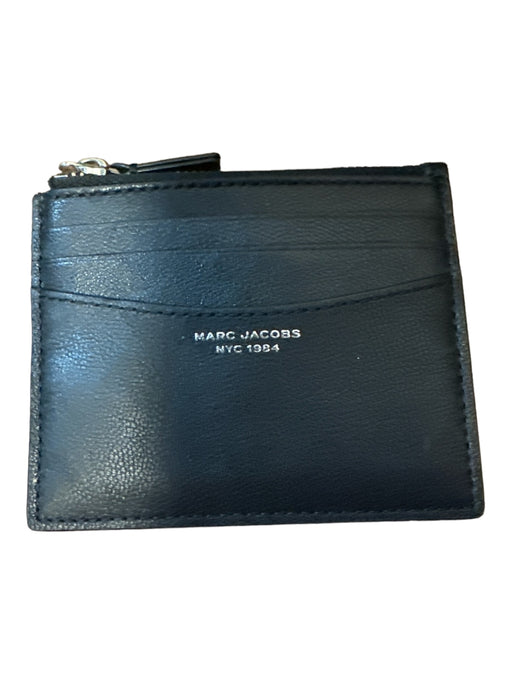 Marc Jacobs Black & Silver Leather Card Holder Wallets Black & Silver