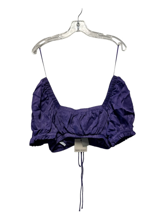 Finders Keepers Size 4 Purple Viscose Short Balloon Sleeve Cropped Top Purple / 4