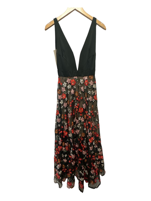 Bronx & Banco Size XS Red & Black Polyester Embroidered Flowers Sleeveless Gown Red & Black / XS