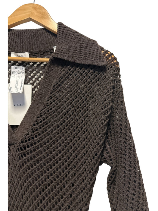A.L.C. Size M Dark Brown Cotton Knit Long Sleeve Slip Inc Maxi Dress Dark Brown / M