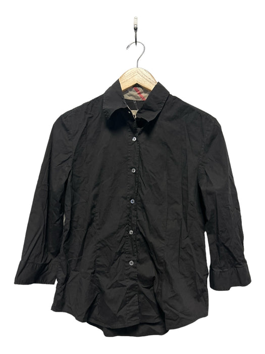 Burberry Size M Black & Tan Cotton Long Sleeve Button Down Top Black & Tan / M