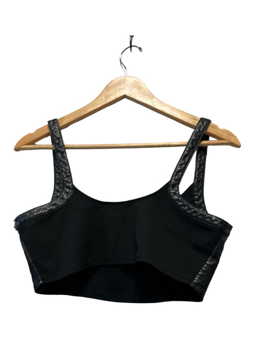 AS by DF Size M Black Leather Blend Sleeveless Cropped Top Black / M