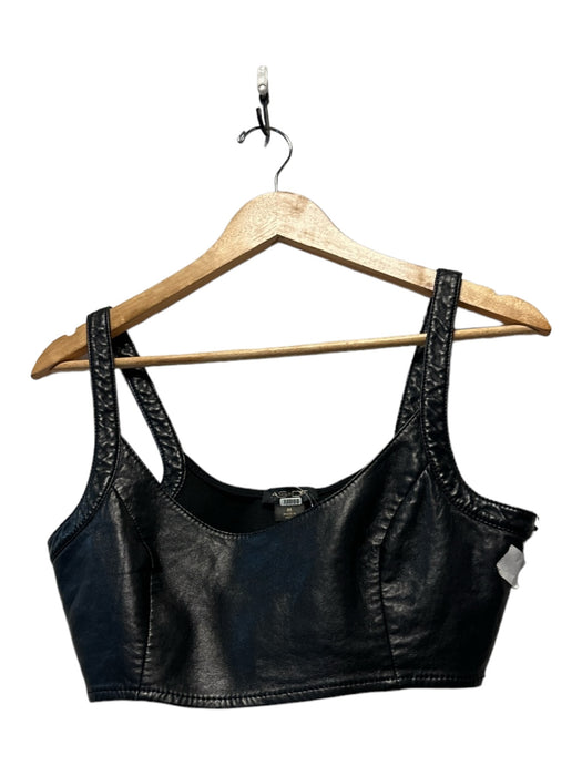 AS by DF Size M Black Leather Blend Sleeveless Cropped Top Black / M