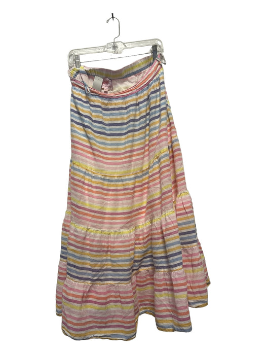 Banjanan Size XL Pink & Yellow Cotton Elastic Waist Striped Maxi Skirt Pink & Yellow / XL