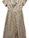 Brock Collection Size 10 Tan & Green Cotton Short Sleeve Flowers Maxi Dress Tan & Green / 10