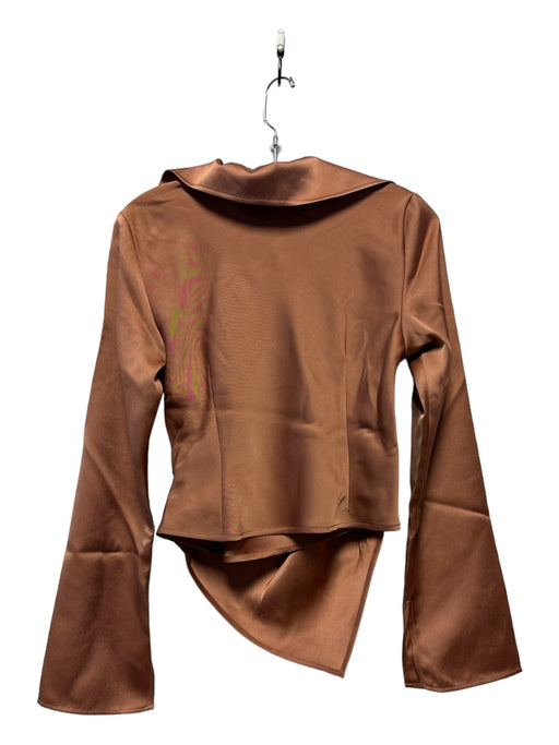 C/Meo Collective Size M Bronze Polyester Long Sleeve Collar Top Bronze / M