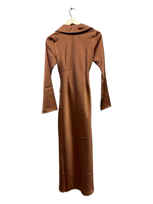 C/Meo Collective Size S Bronze Polyester Long Sleeve Collar Maxi Dress Bronze / S